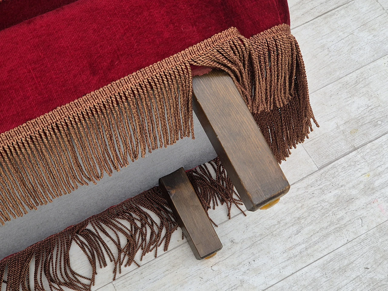 Danish armchair red velour, 1970s 21