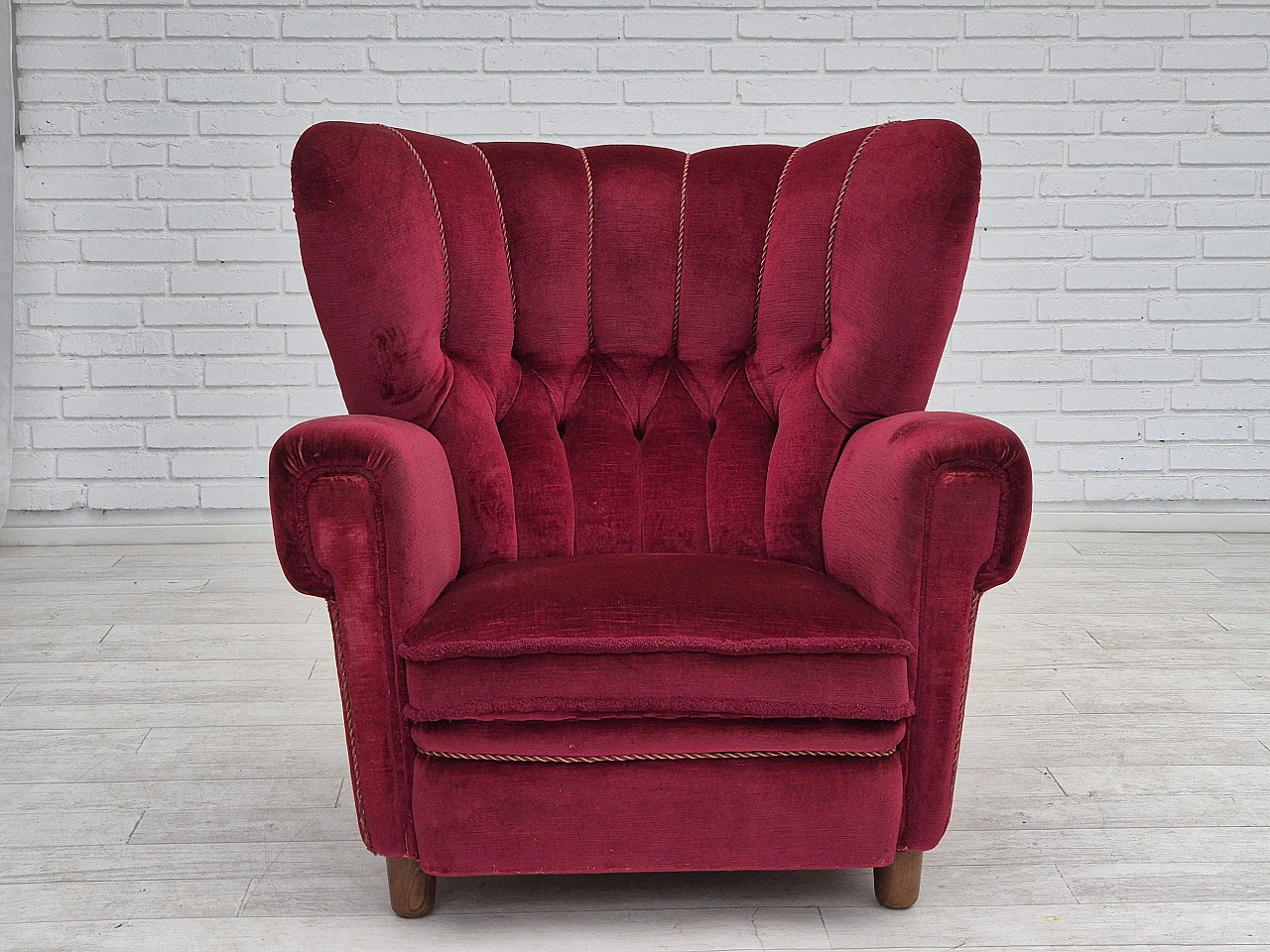 Danish armchair velour, 1960s 4