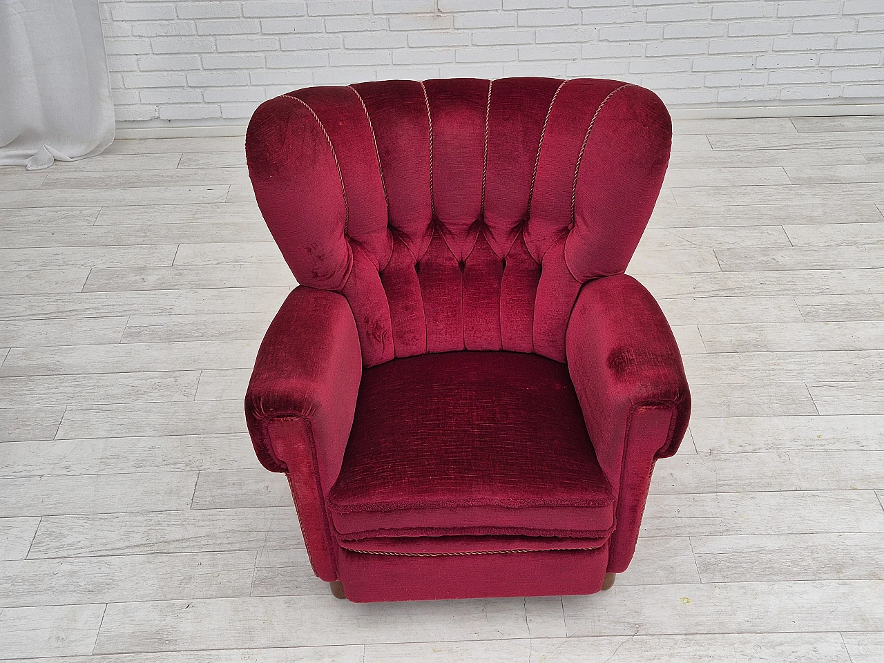 Danish armchair velour, 1960s 5