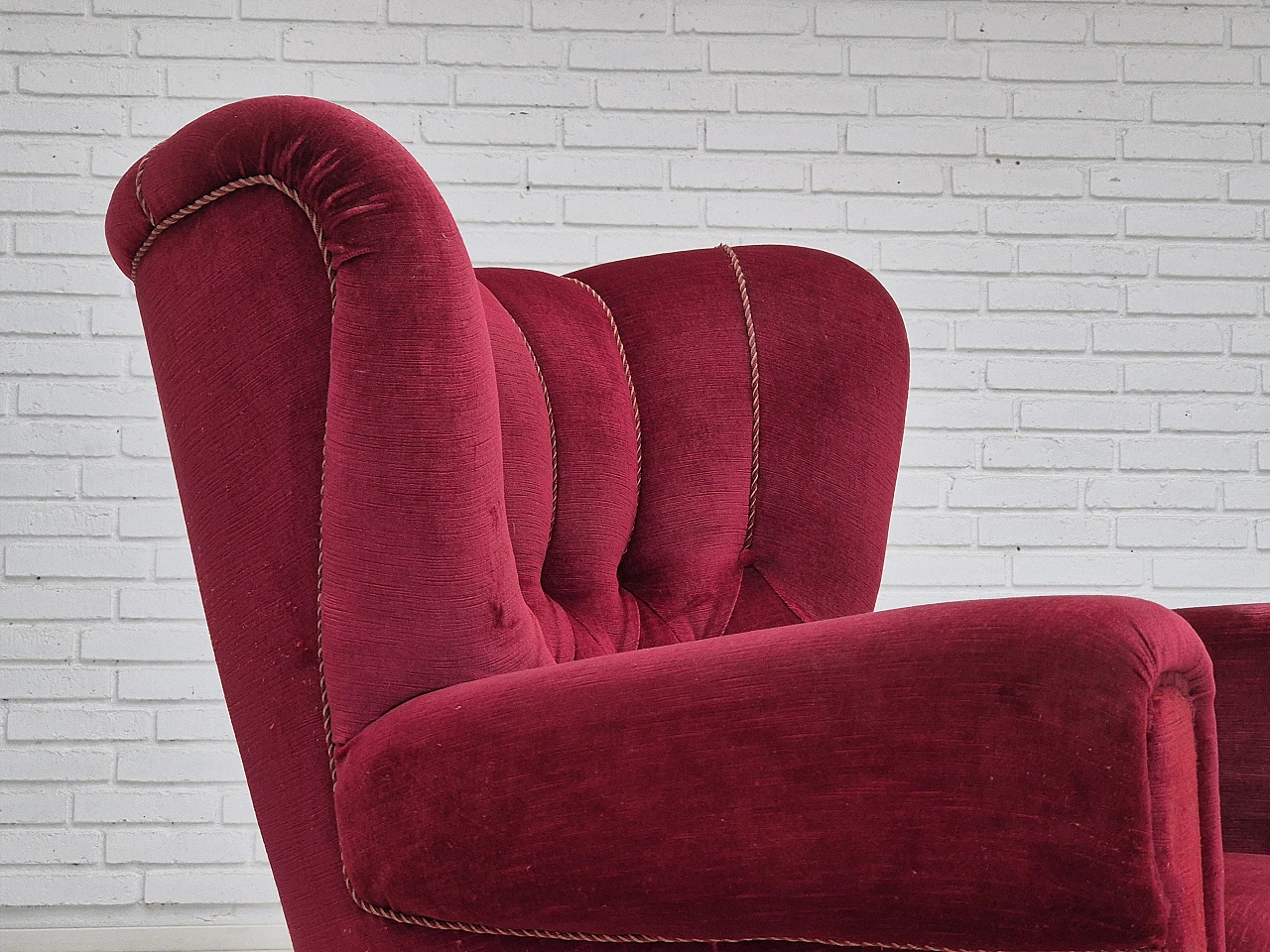 Danish armchair velour, 1960s 6