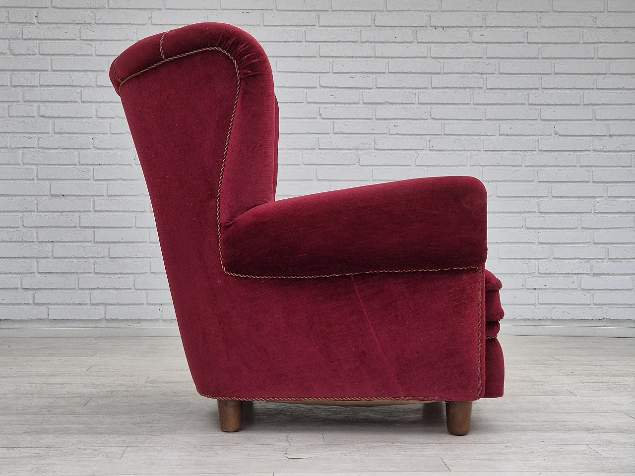 Danish armchair velour, 1960s 7