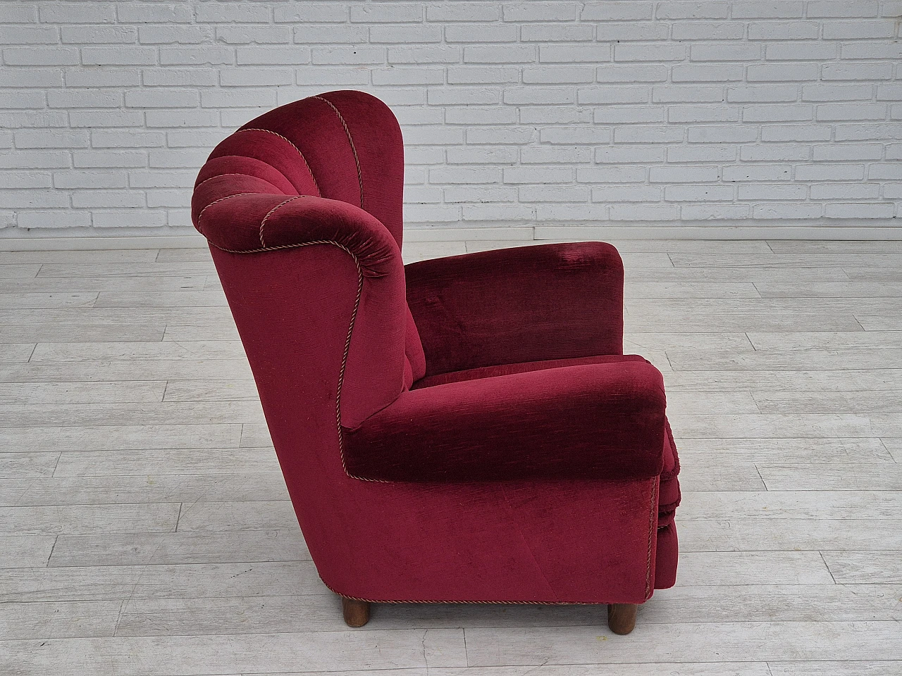 Danish armchair velour, 1960s 8