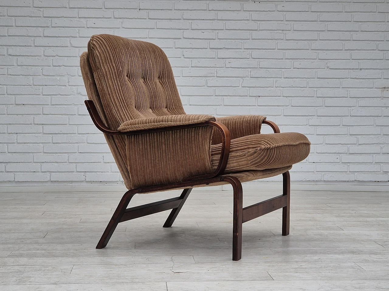 Danish lounge chair corduroy, 1970s 1