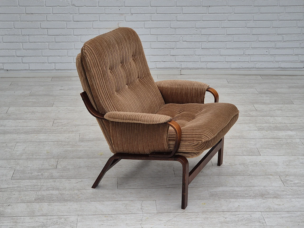 Danish lounge chair corduroy, 1970s 2