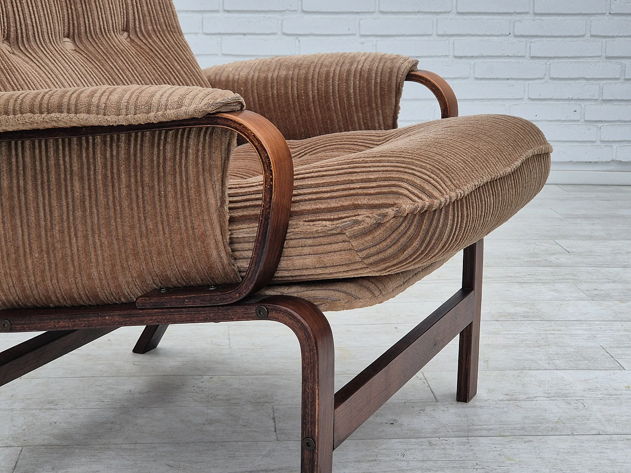 Danish lounge chair corduroy, 1970s 3