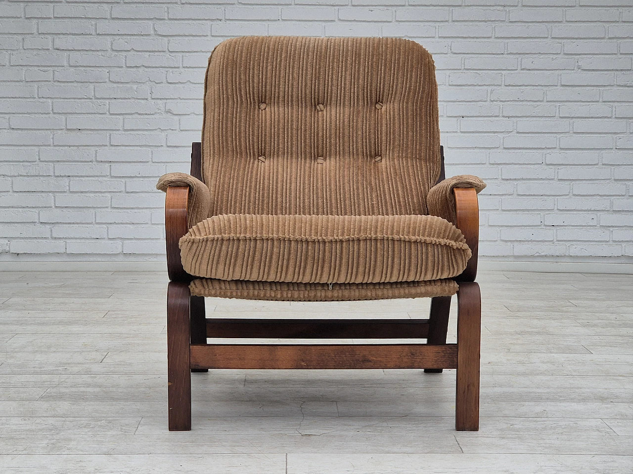 Danish lounge chair corduroy, 1970s 8