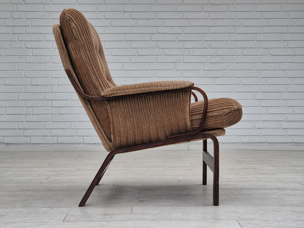 Danish lounge chair corduroy, 1970s 10