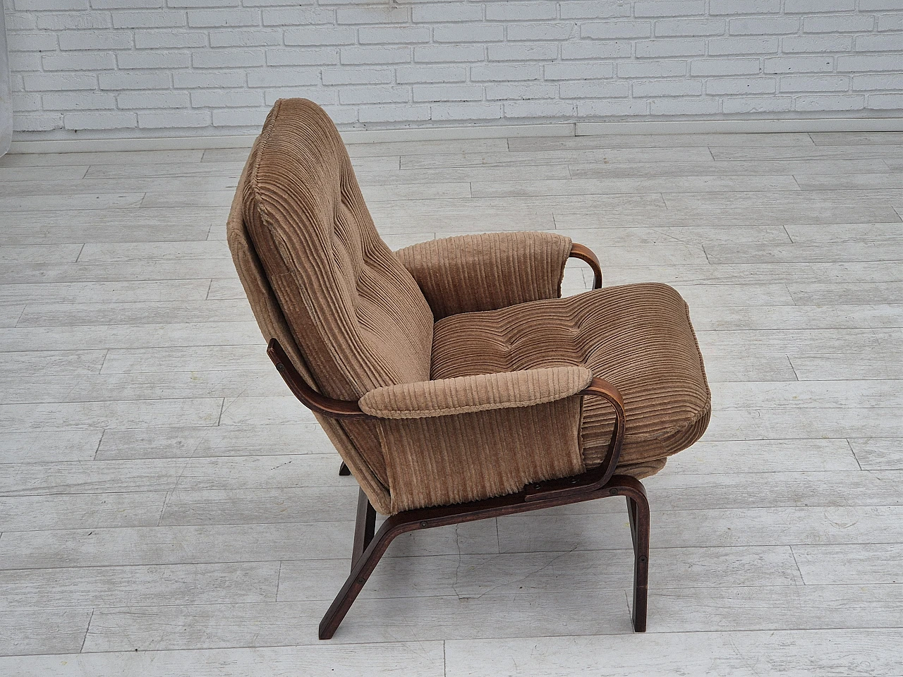 Danish lounge chair corduroy, 1970s 11