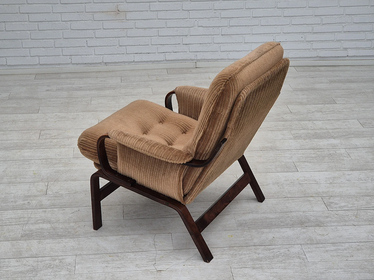 Danish lounge chair corduroy, 1970s 15