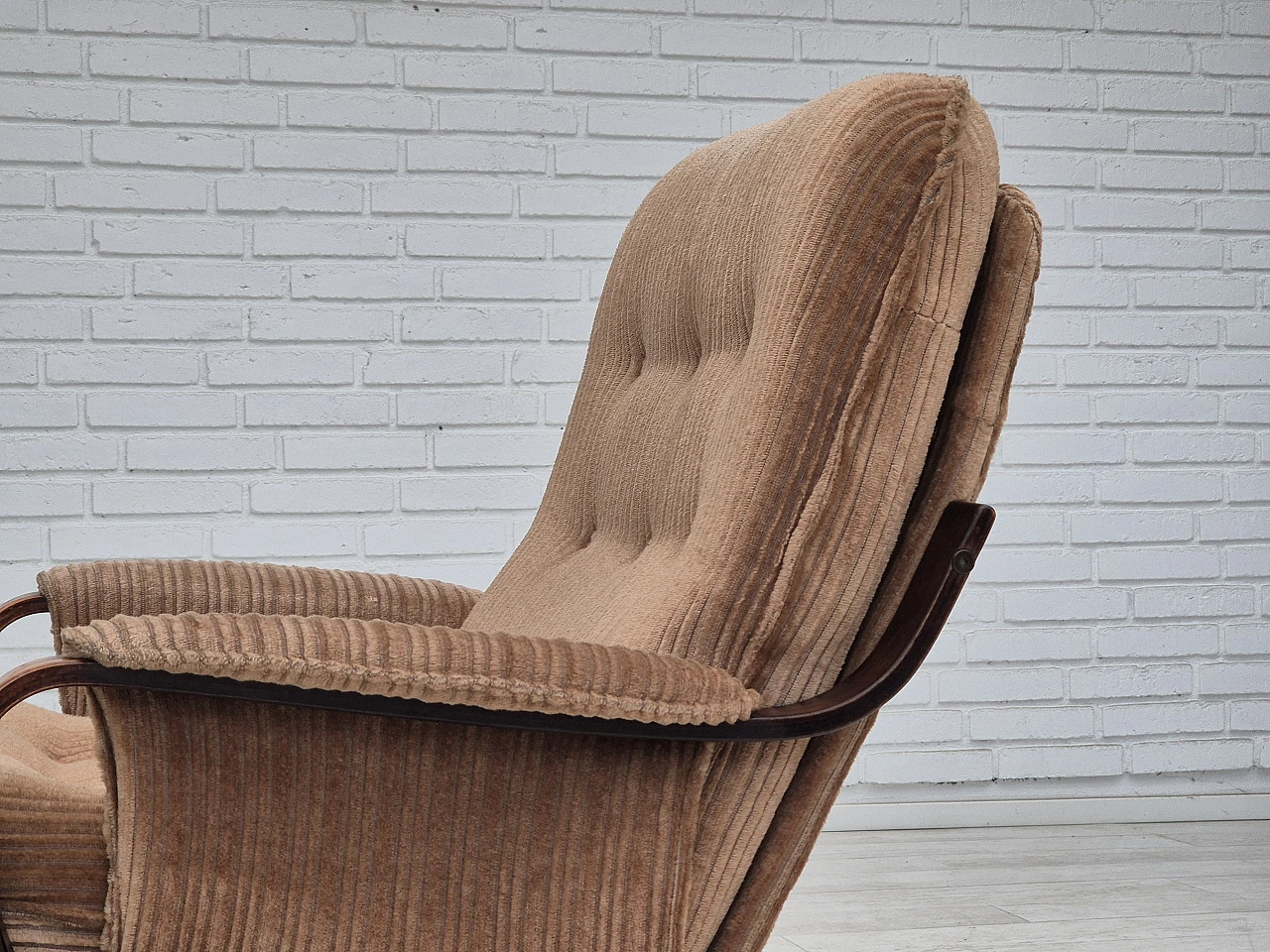 Danish lounge chair corduroy, 1970s 16