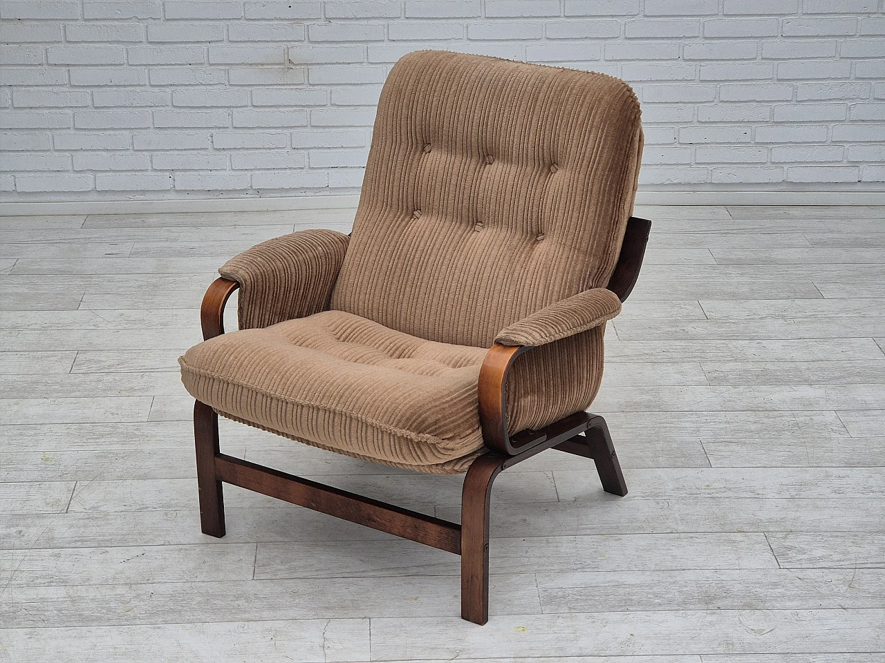 Danish lounge chair corduroy, 1970s 17