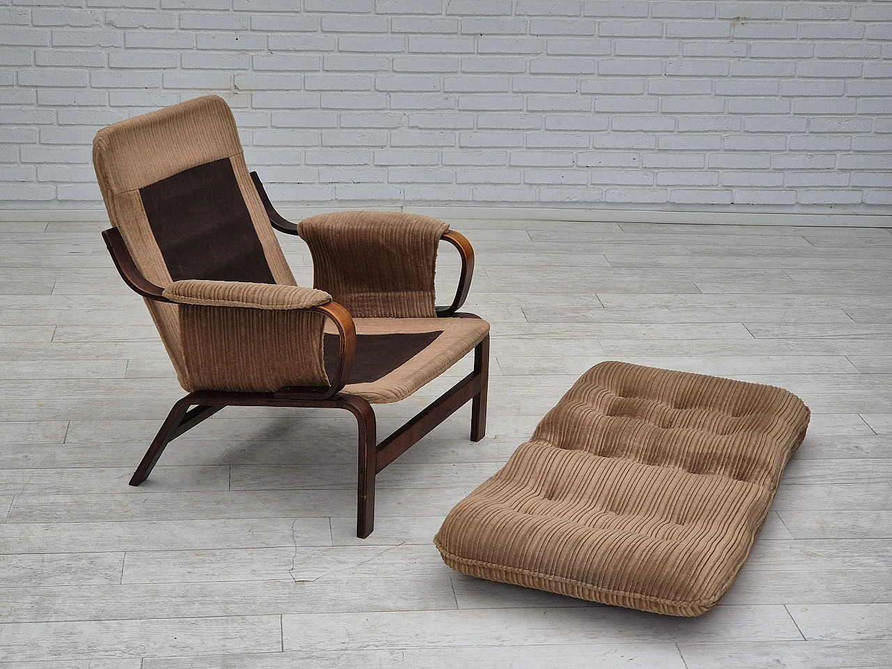 Danish lounge chair corduroy, 1970s 18