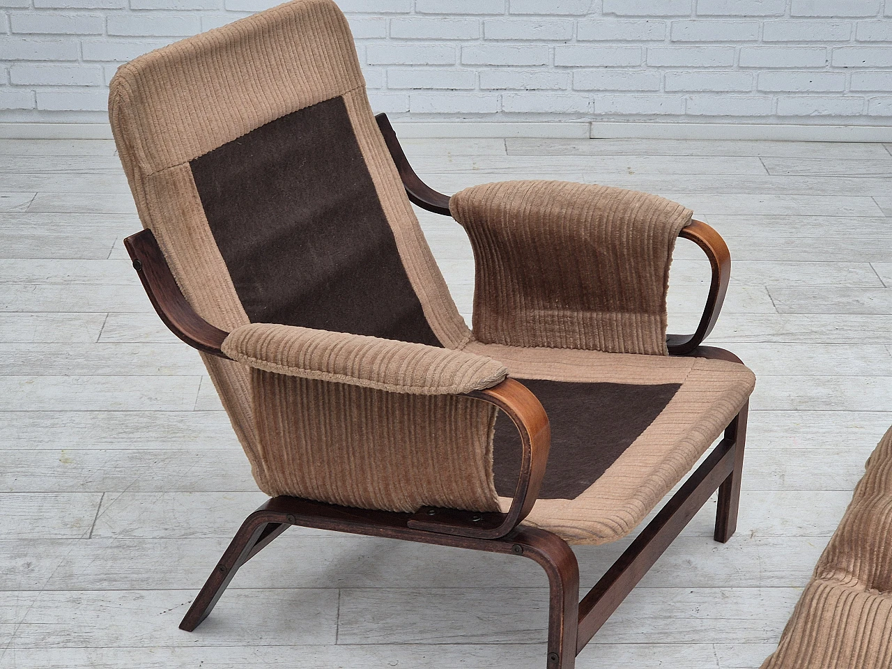 Danish lounge chair corduroy, 1970s 19