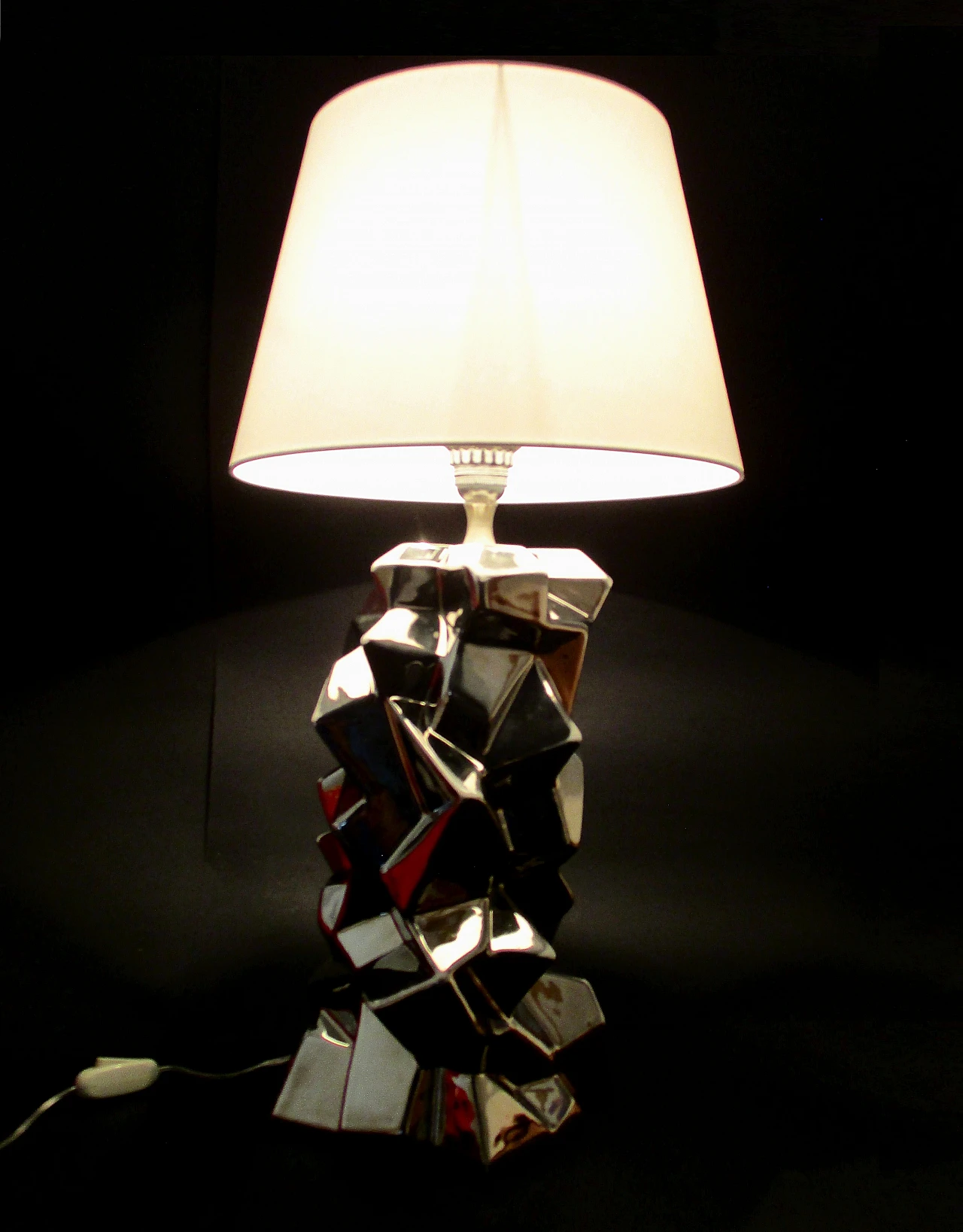 Ugo Zaccagnini cubic ceramic lamp, 1960s 6