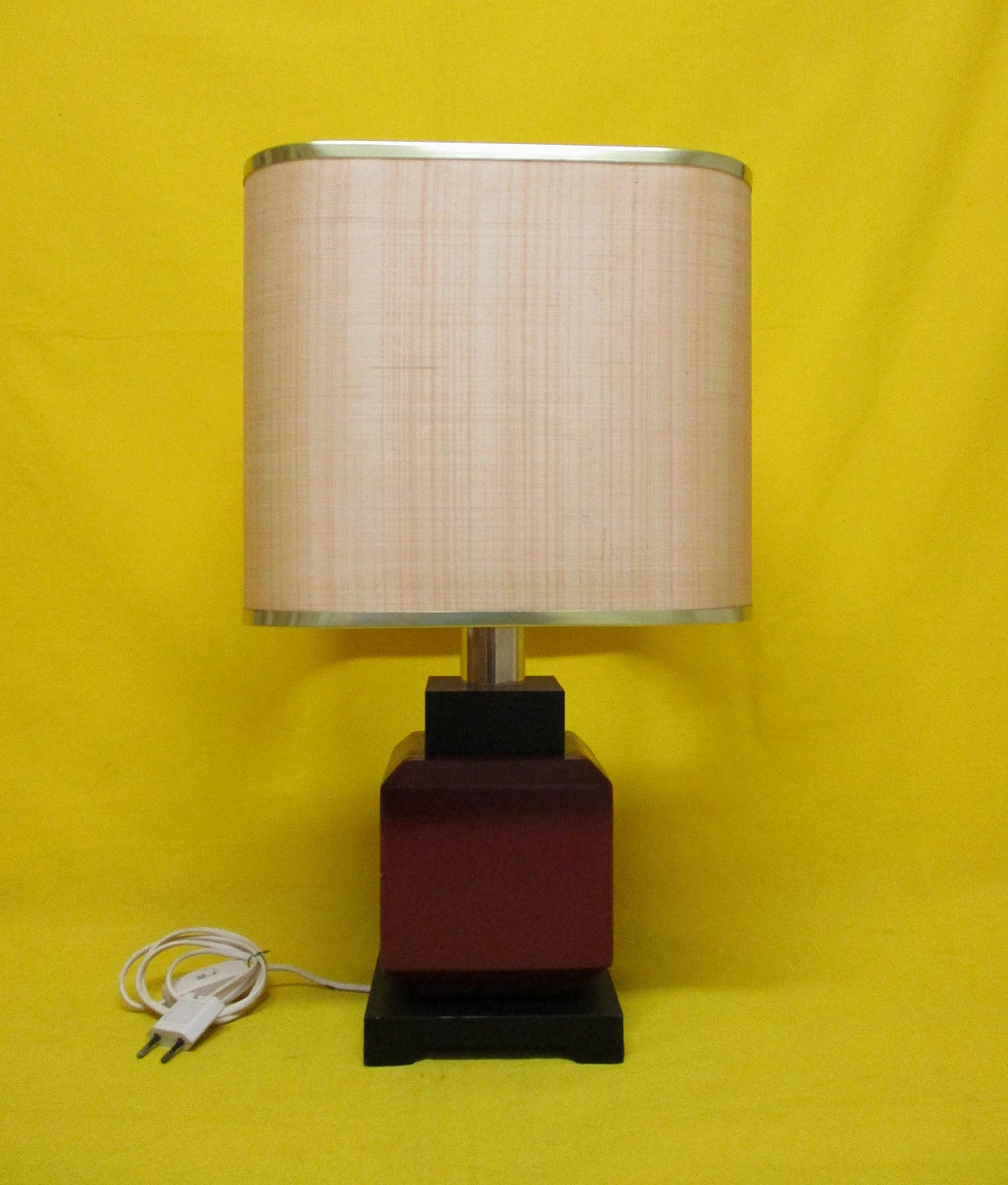 Artistic lamp in lacquered wood and metal from the 70s 1