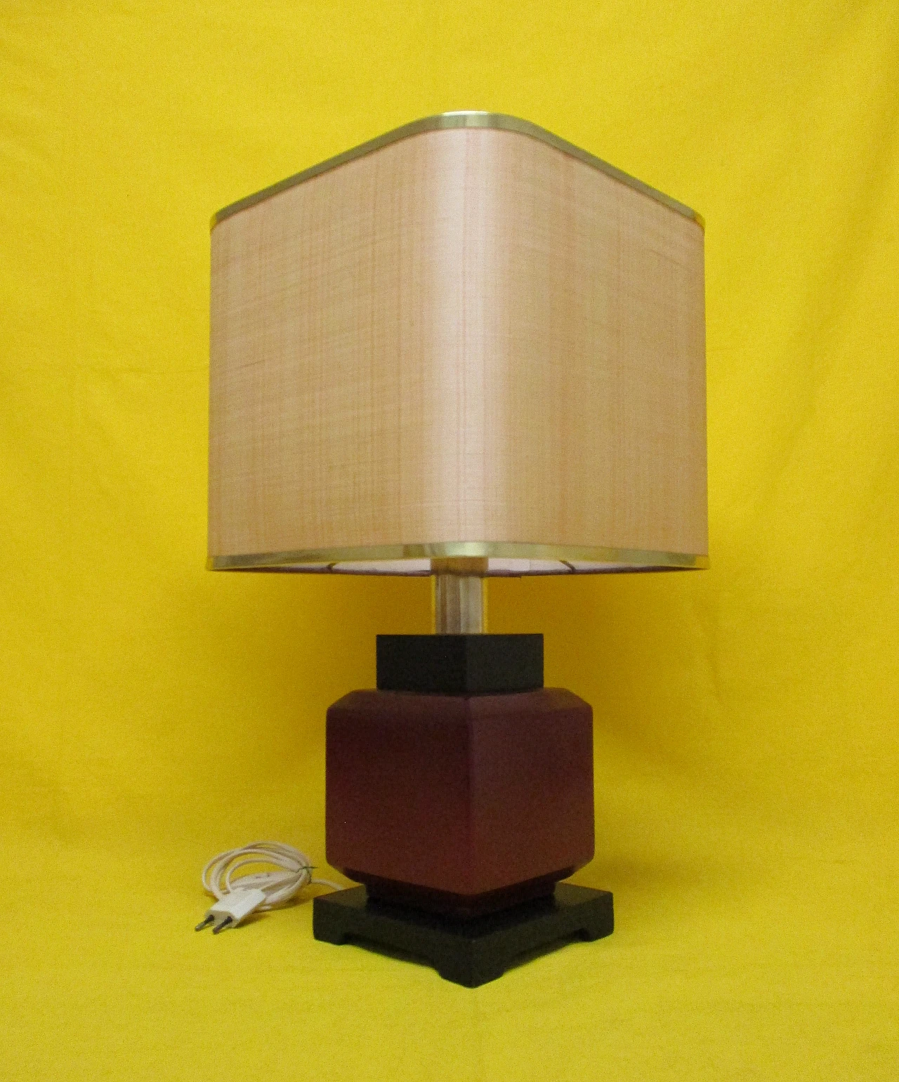 Artistic lamp in lacquered wood and metal from the 70s 2