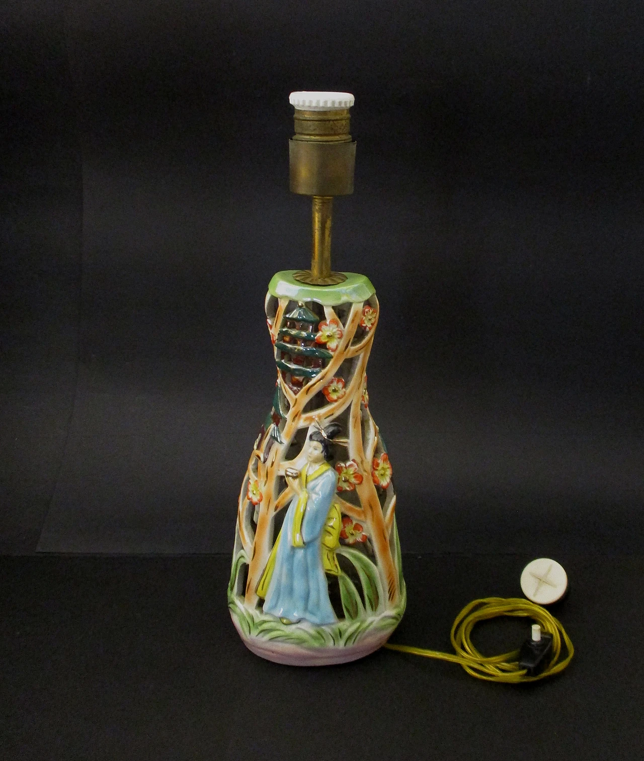 Oriental ceramic lamp from the 1950s 8