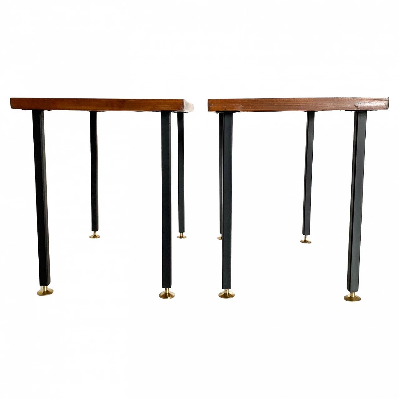 Pair of teak and brass bedside tables from the 1950s 3