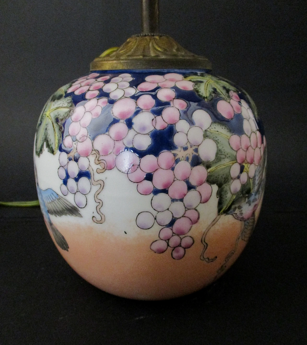 Oriental lamp in painted porcelain from the 1950s 9