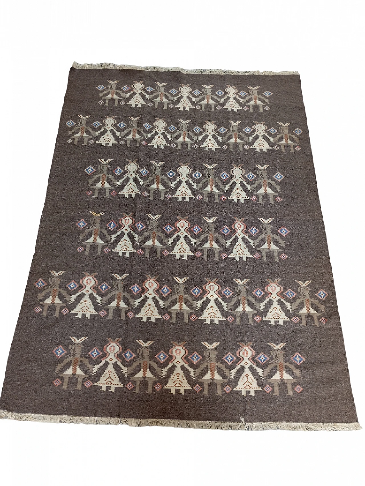 Kilim scandinavian carpet brown, Finland, 70s 1