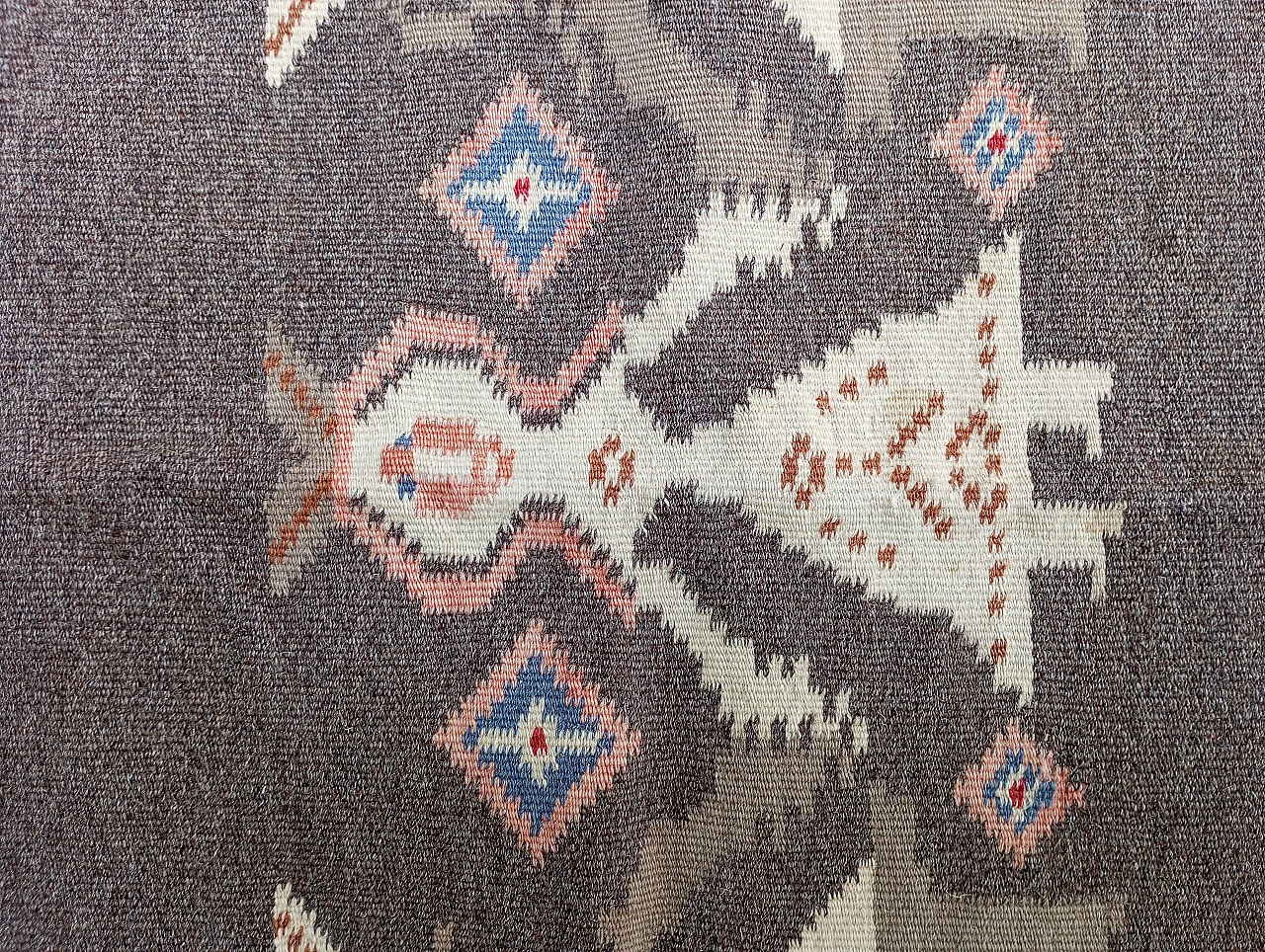 Kilim scandinavian carpet brown, Finland, 70s 3