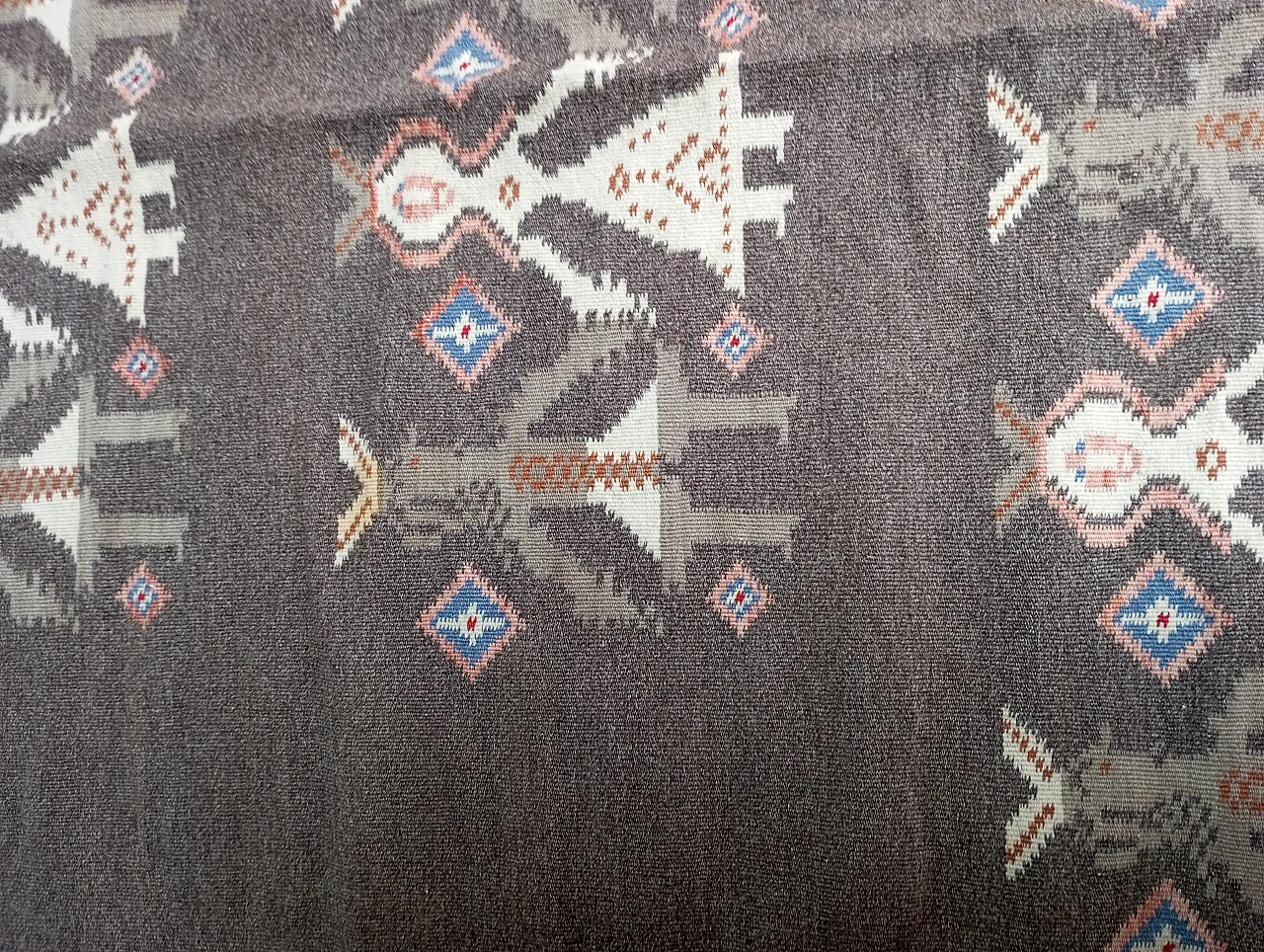 Kilim scandinavian carpet brown, Finland, 70s 5