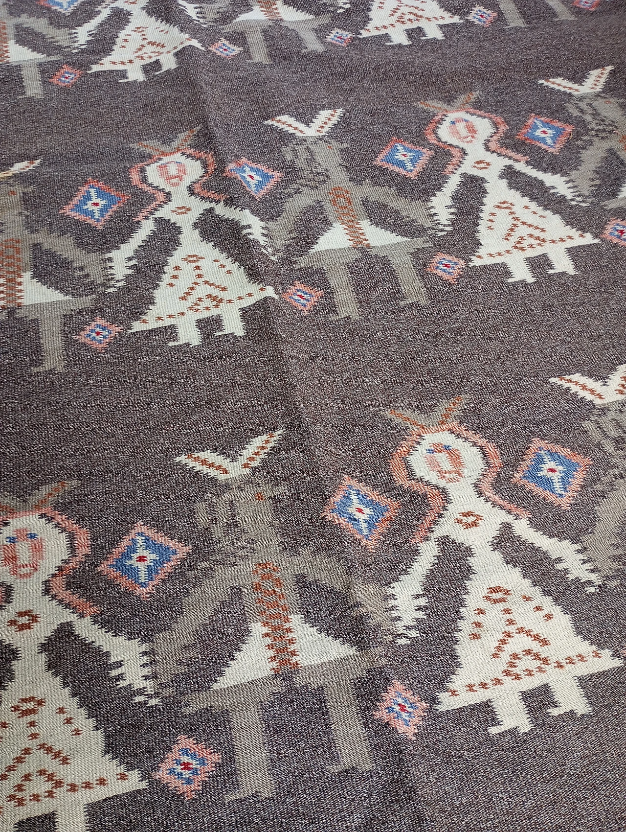 Kilim scandinavian carpet brown, Finland, 70s 6