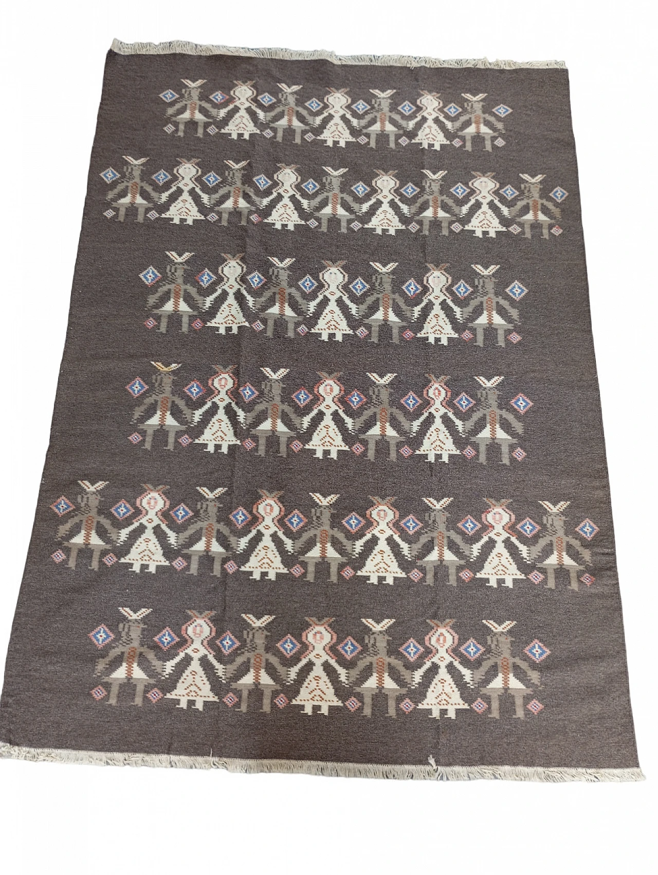 Kilim scandinavian carpet brown, Finland, 70s 8