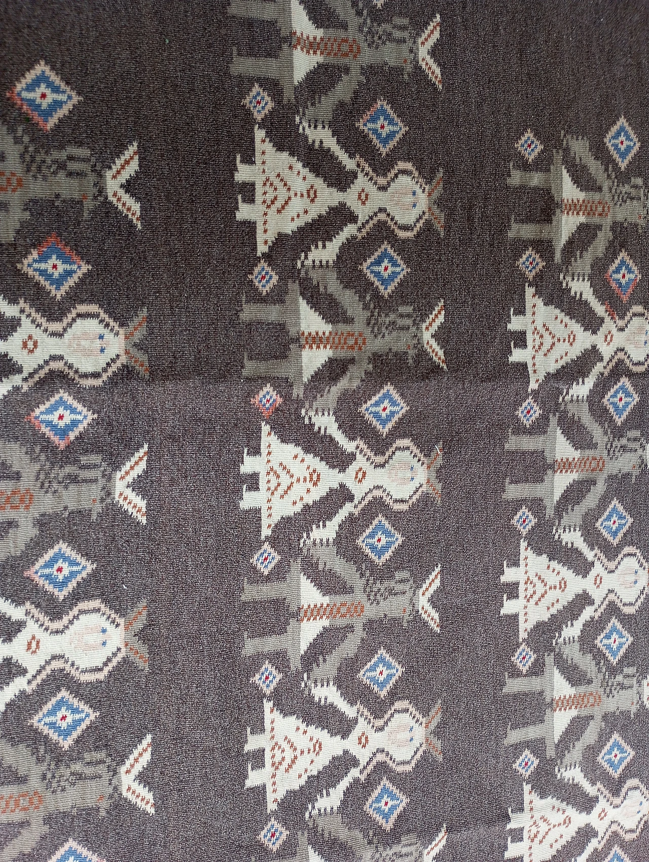 Kilim scandinavian carpet brown, Finland, 70s 9