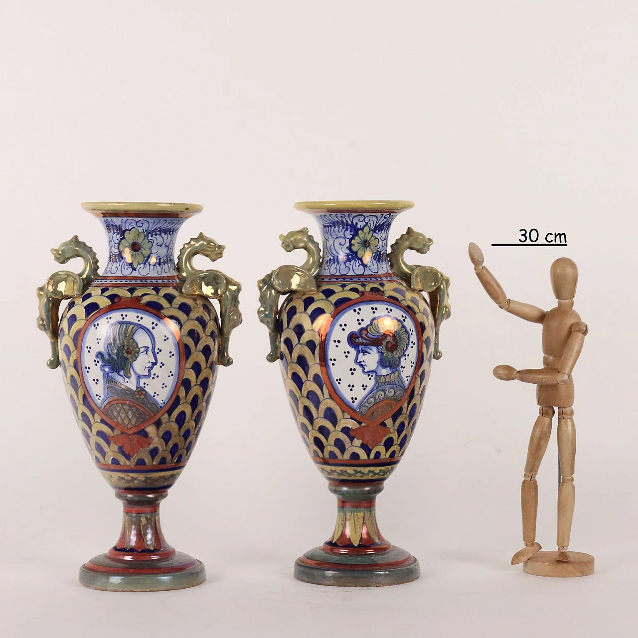 Coppia di Vasi in maiolica a lustro Gualdo Tadino Umbria, anni '30 2