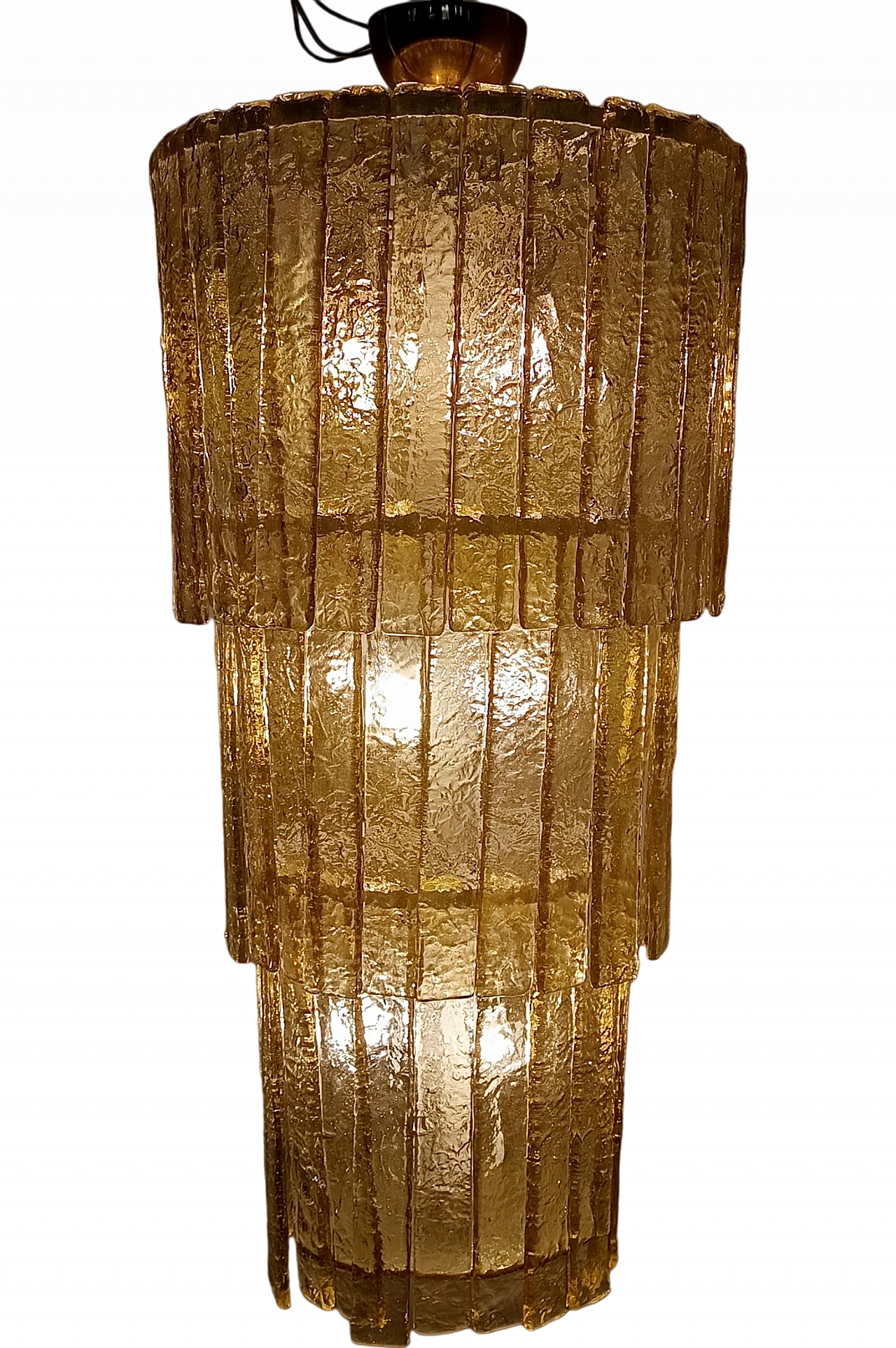 Golden Italian Murano Glass Chandelier, 1970s - 1980s 13