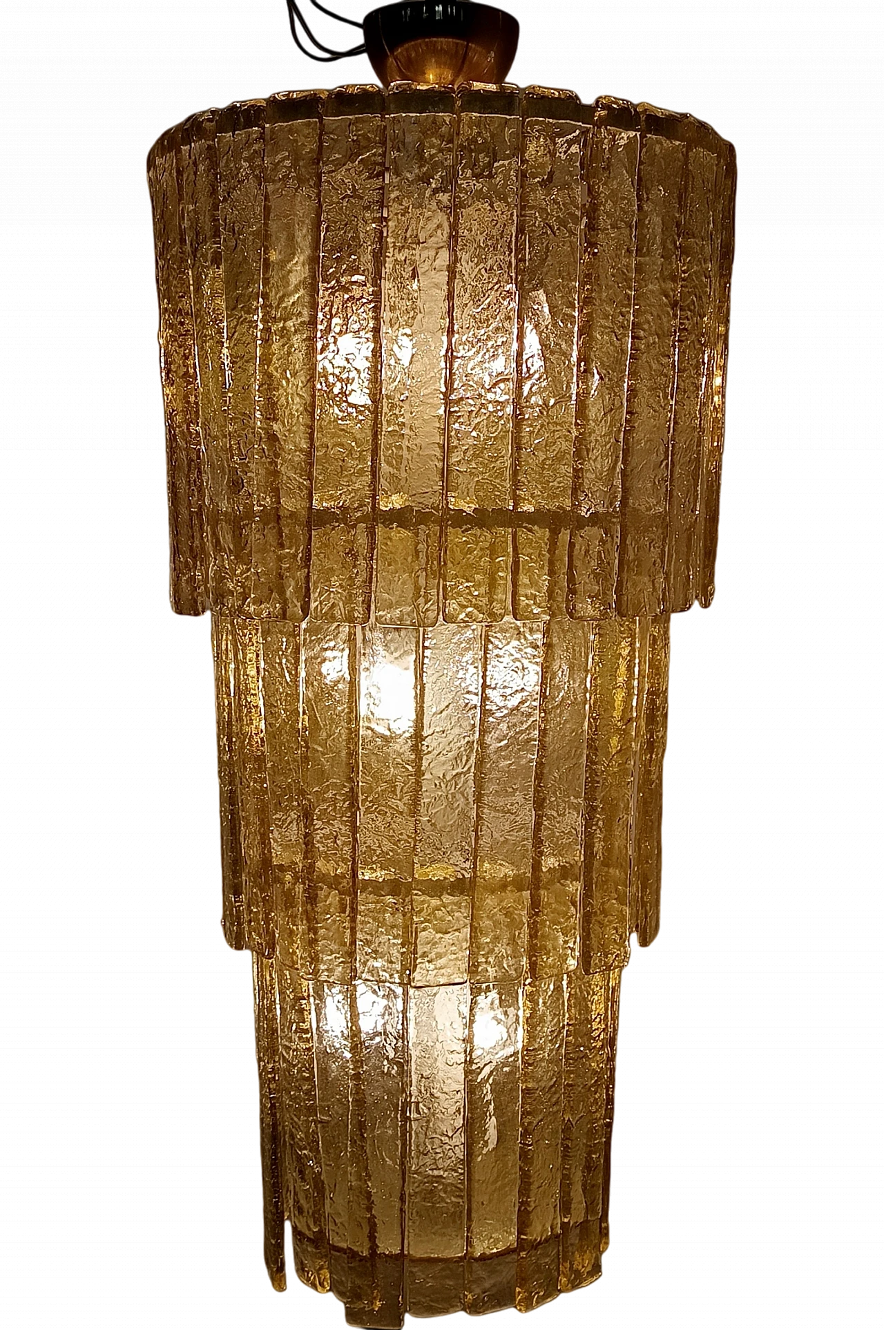 Golden Italian Murano Glass Chandelier, 1970s - 1980s 14