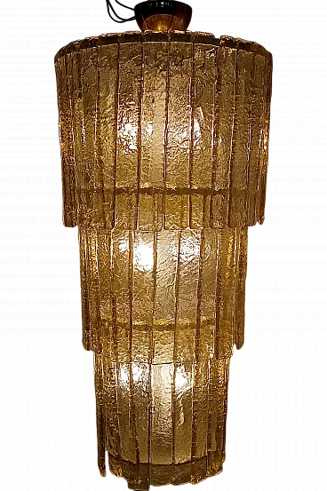 Golden Italian Murano Glass Chandelier, 1970s - 1980s