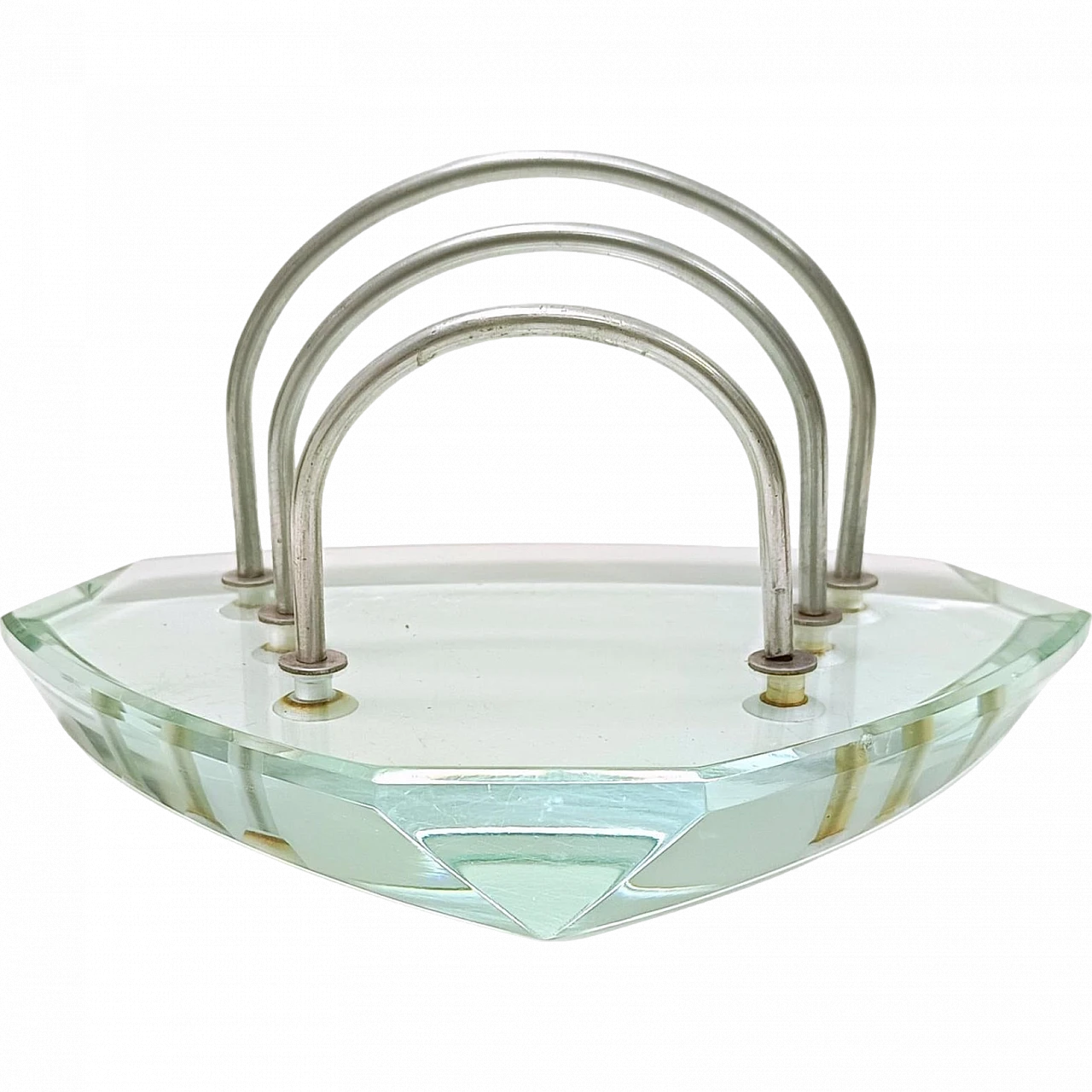 Aquamarine glass letter holder attr. to Fontana Arte, 1970s 6