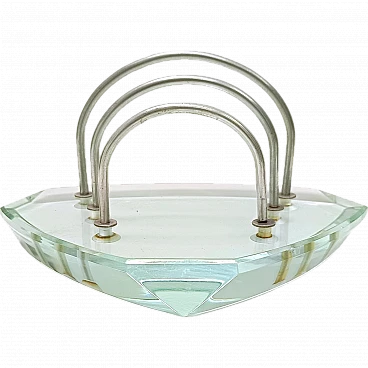 Aquamarine glass letter holder attr. to Fontana Arte, 1970s