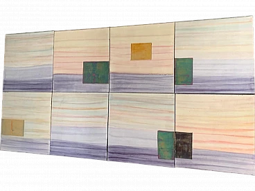 Iridescent Polychrome Abstract Panels in Metal, 1980s, Set of 8