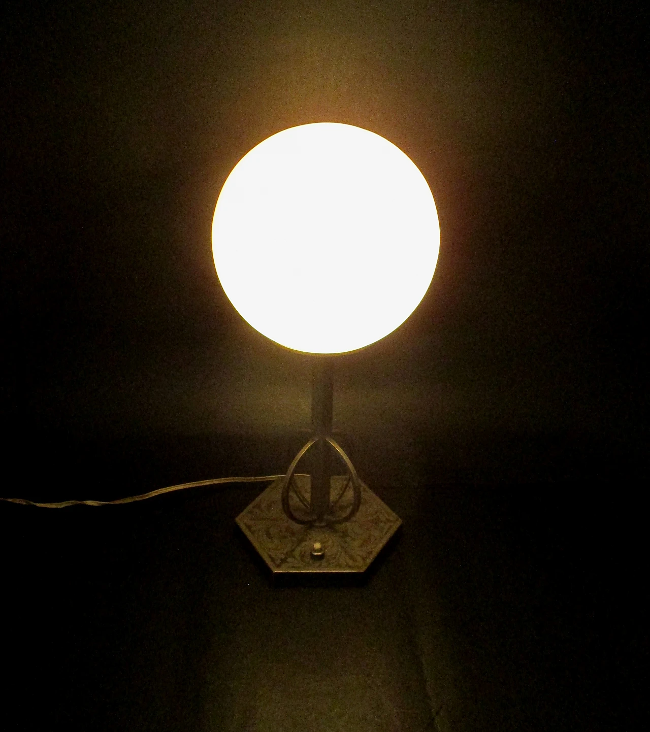 Gio Ponti lamp in nickel-plated brass and glass, 1930s 6