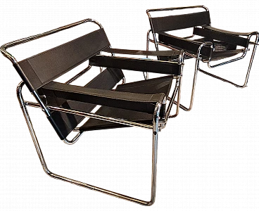 Pair of B3 Wassily armchairs in the style of Marcel Breuer, 90s