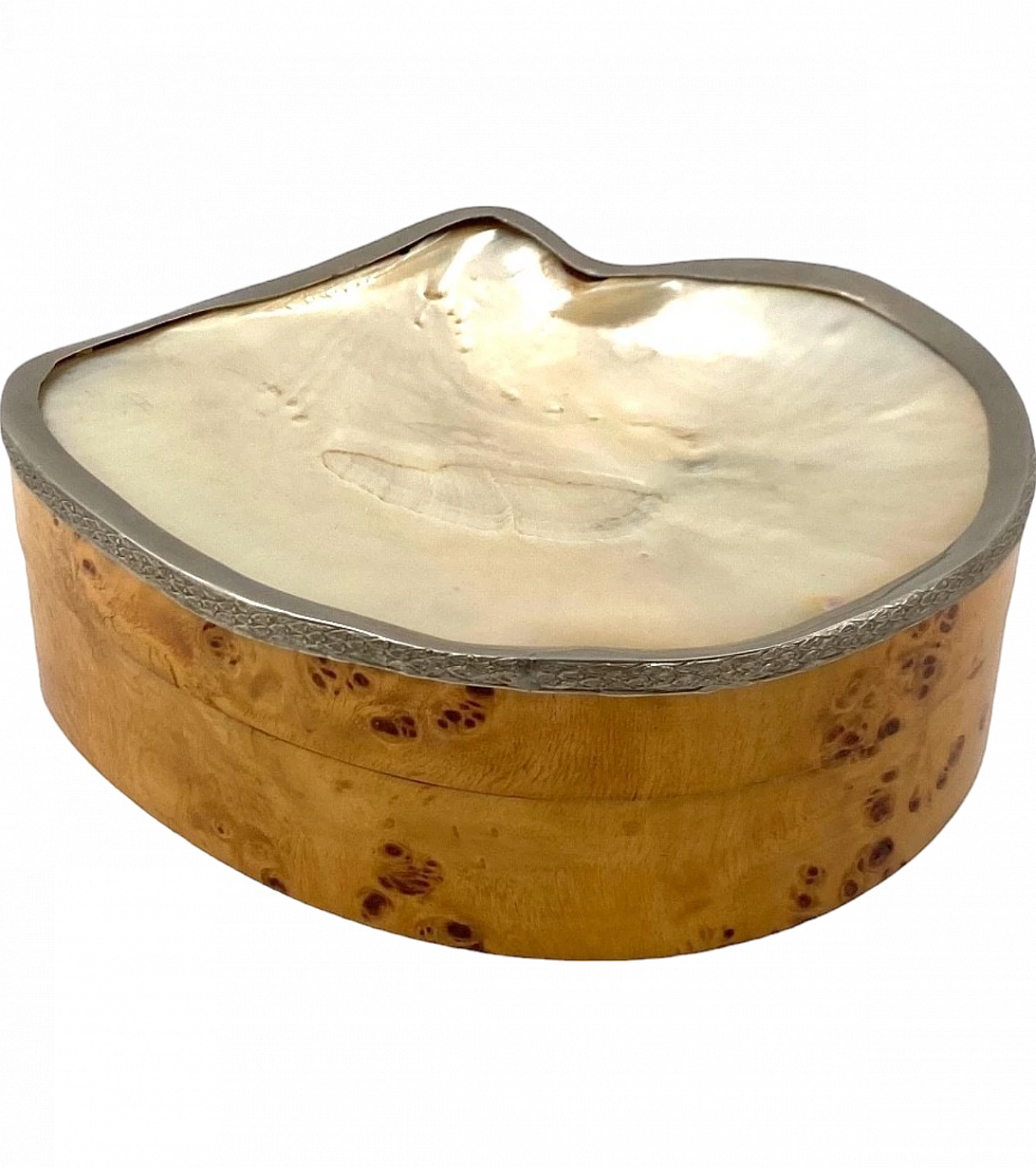 Hollywood regency shell and burl jewelry box, Italy 1970s 25