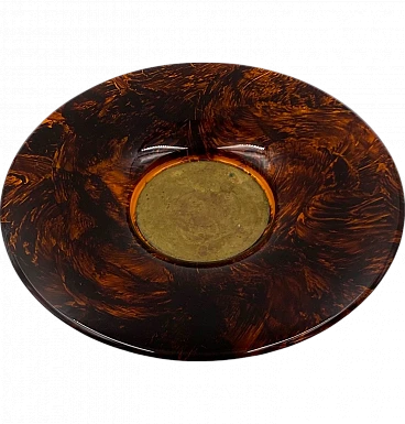 Hollywood regency brass and tortoiseshell lucite tray, Guzzini Italy 1