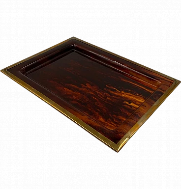 Hollywood regency brass and tortoiseshell lucite tray, Italy 1970s