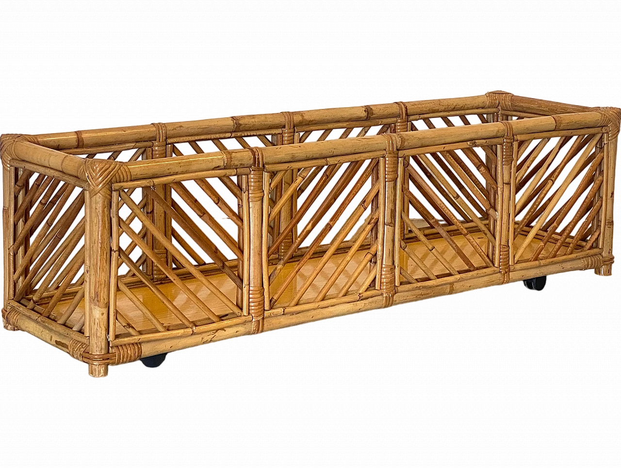 Unique rattan and bamboo plant stand, 1970s 8