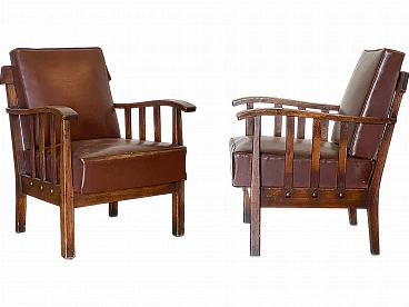 Pair of oak armchairs from the 1960s