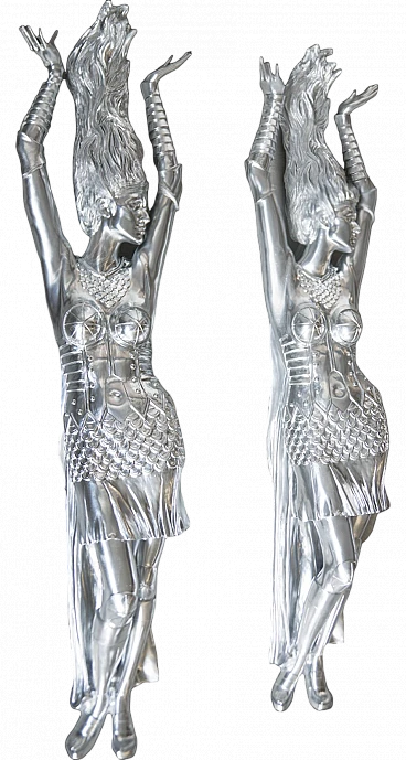 Pair of resin Art Deco sculptures from cruise ship, 1990s