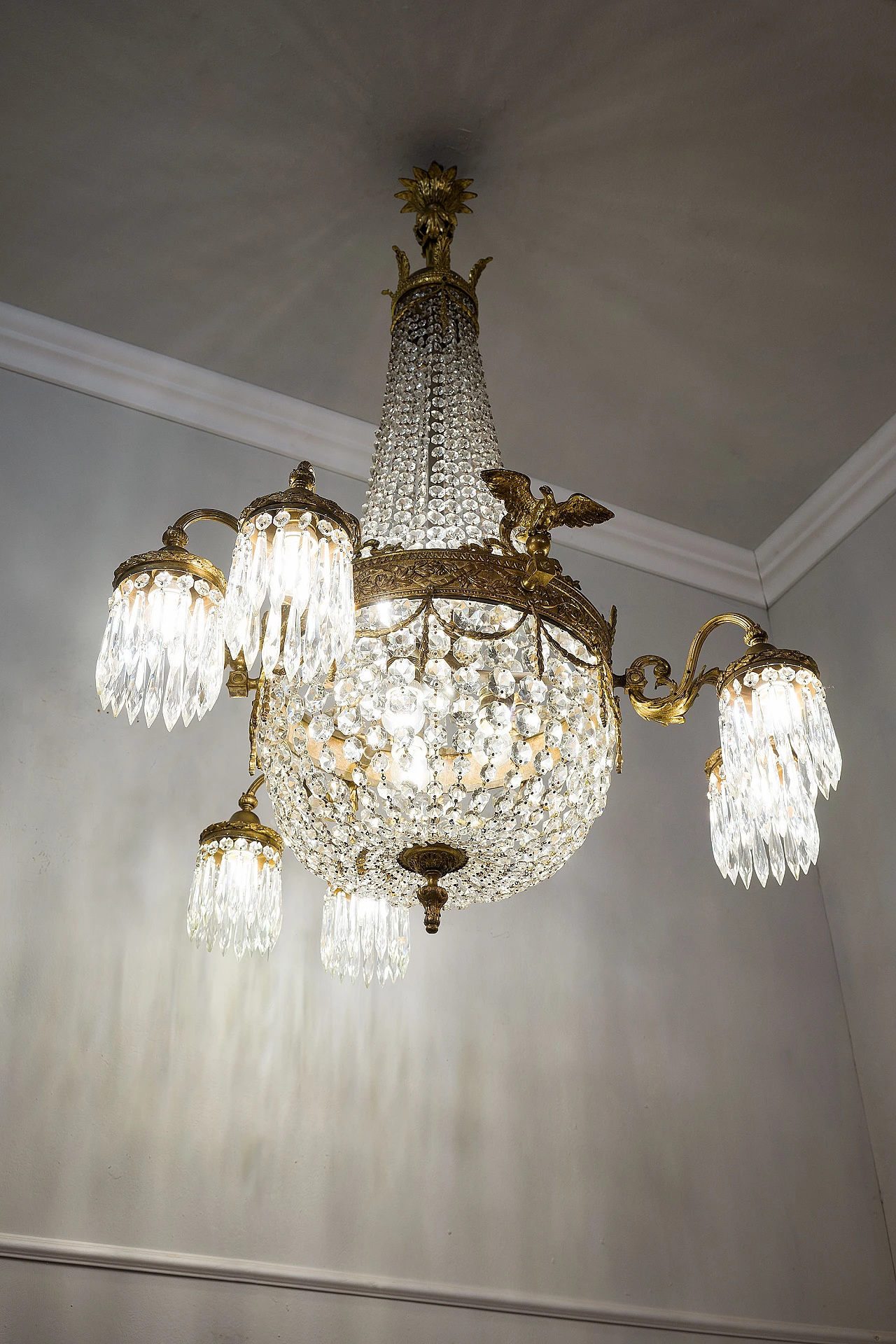 Empire crystal chandelier, 1920s 2