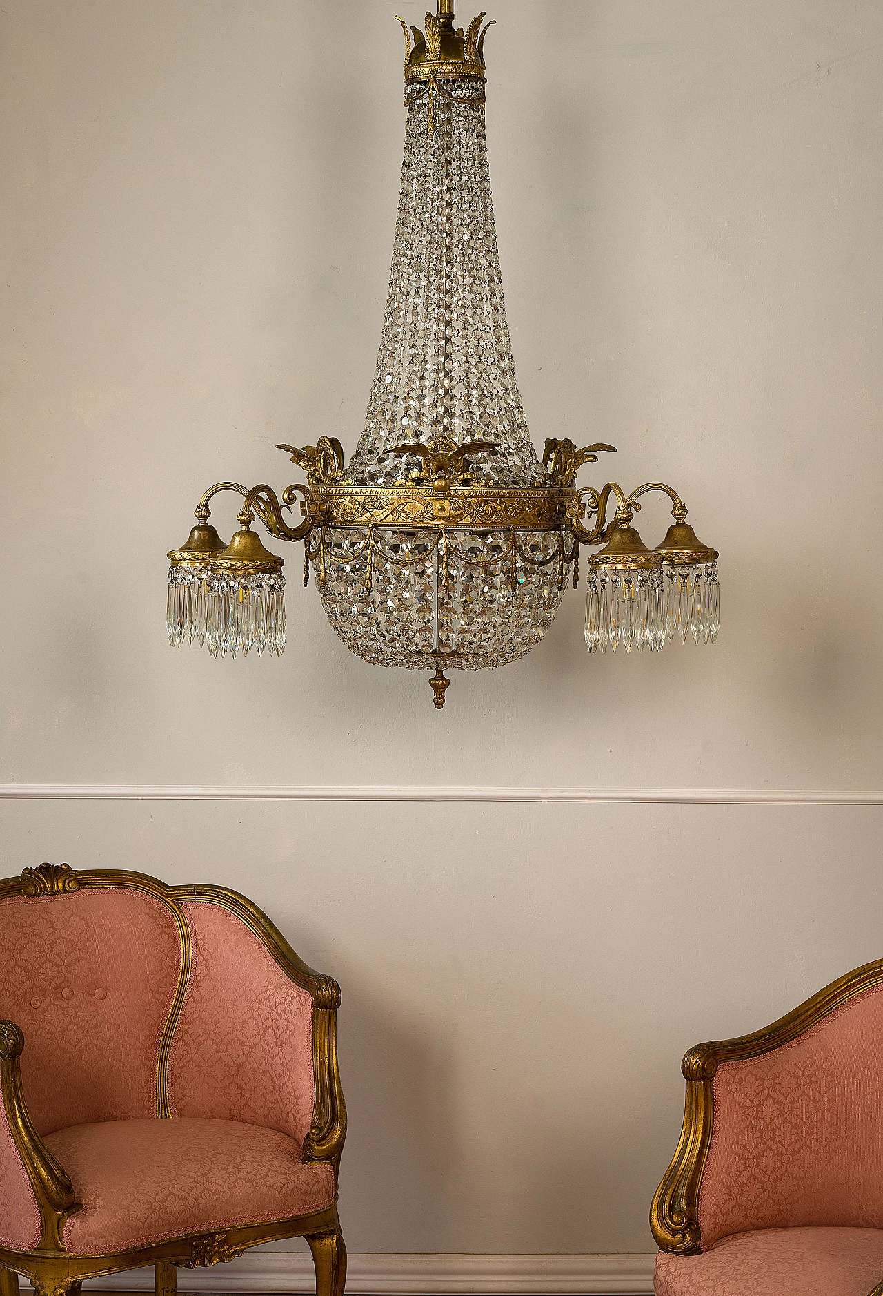 Empire crystal chandelier, 1920s 7