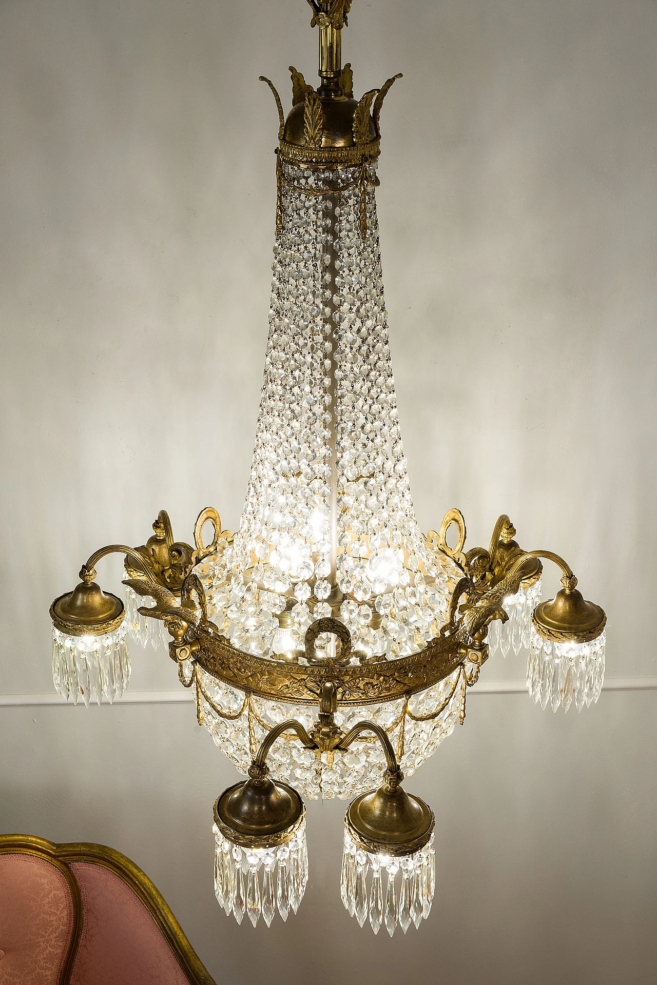 Empire crystal chandelier, 1920s 10