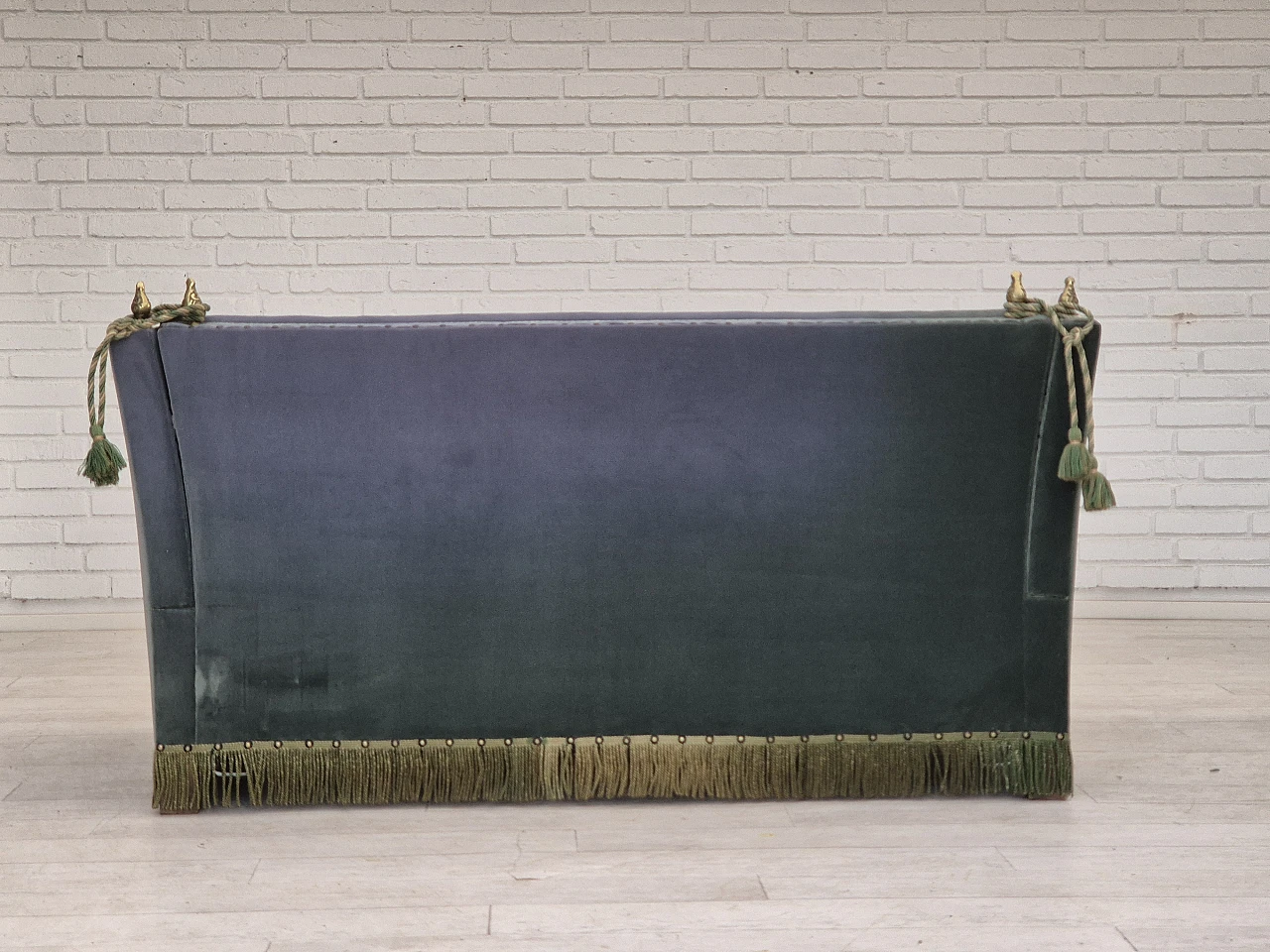 Danish drop arm "Spanish" sofa in velour, 1970s 17