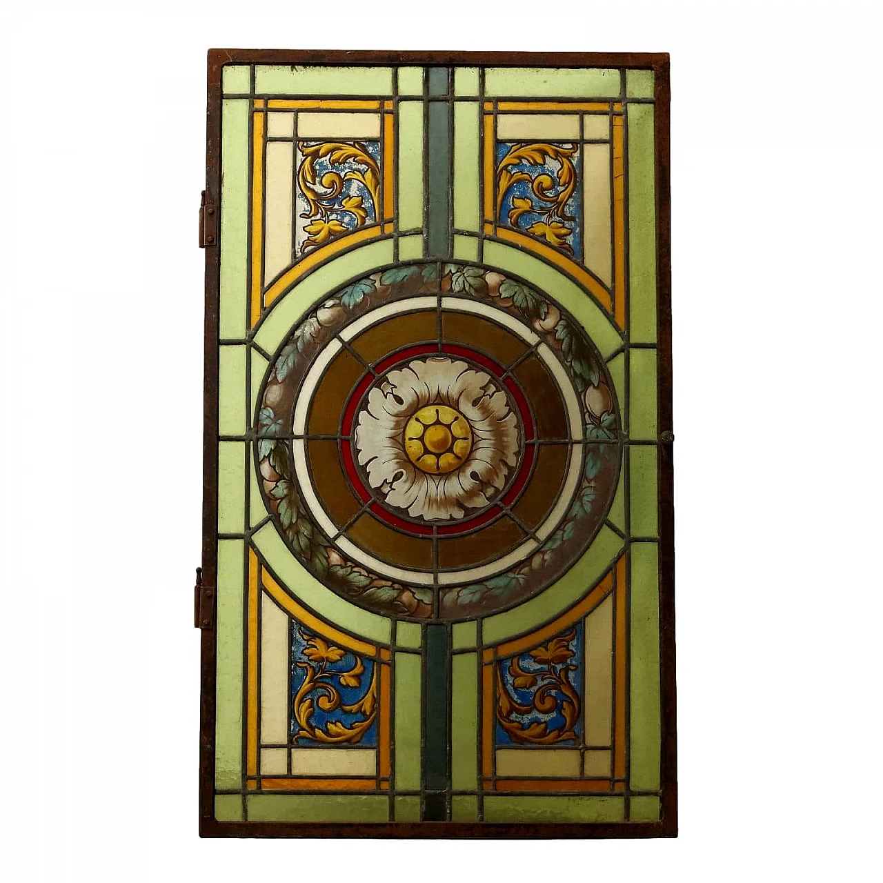 Art Nouveau stained & painted leaded glass window, 19th century 1