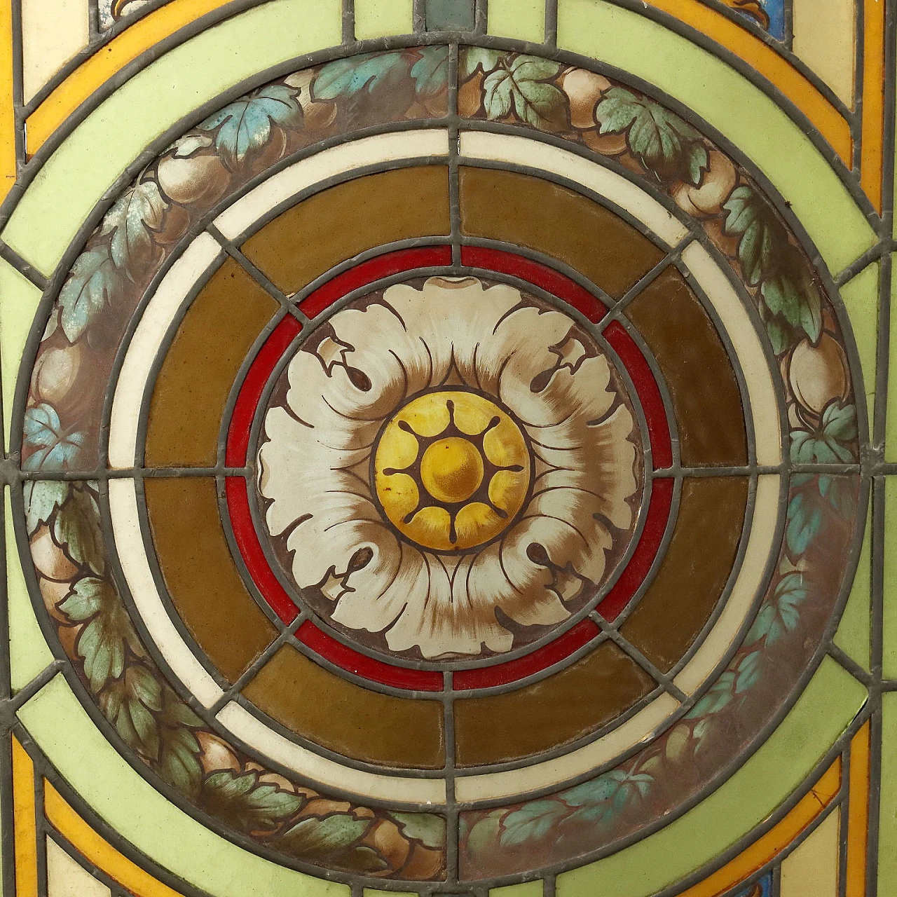 Art Nouveau stained & painted leaded glass window, 19th century 3